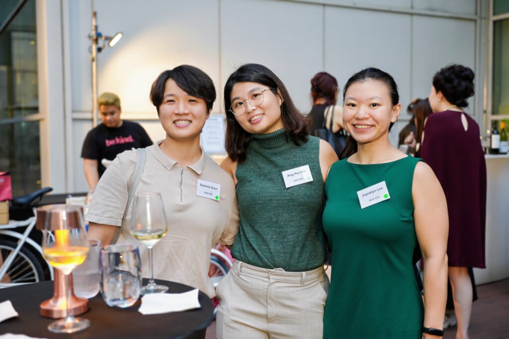 From left: CGS researchers Ms Sabrina Soon, Ms Ang Hui Min and Ms Joycelyn Lee attended the TNFD dialogue. 